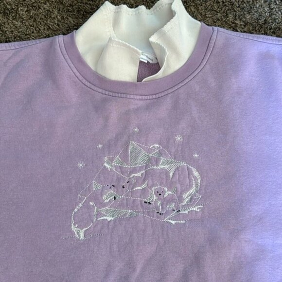 Northern Reflections Polar Bears Sweater XXL Purple White Collar - Picture 2 of 7